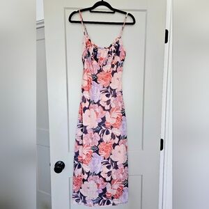 Floral Midi Dress with Spaghetti Straps